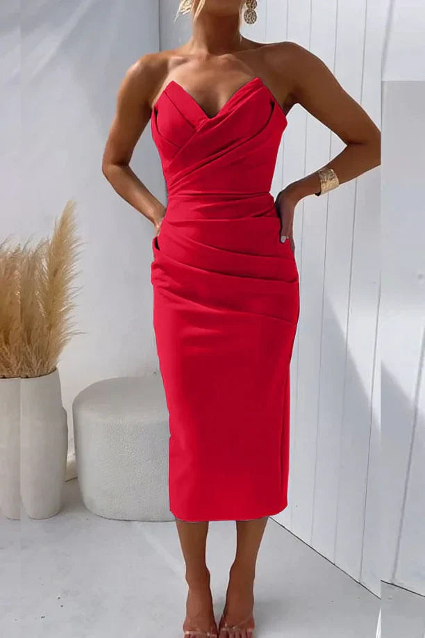 Solène | Robe Bustier Midi – Élégance Intemporelle & Allure Assumée