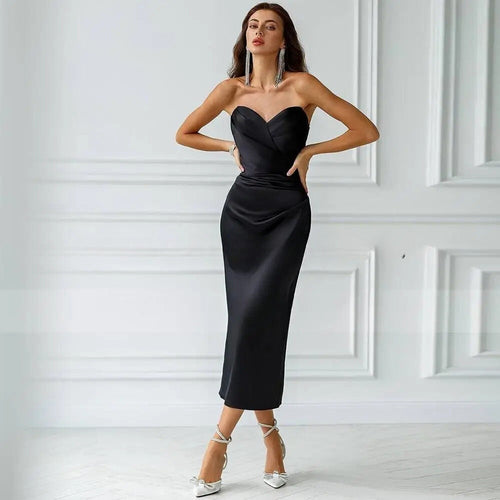 Solène | Robe Bustier Midi – Élégance Intemporelle & Allure Assumée
