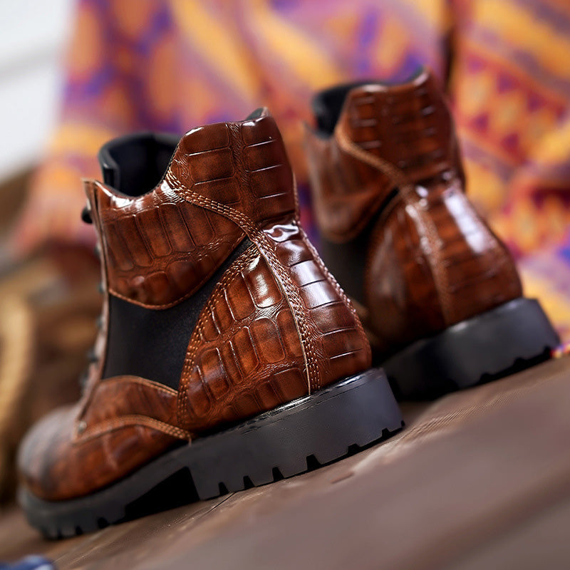 【 40% OFF 】Bottes Sauvages™ – Style Croco Vintage pour Hommes d’Allure